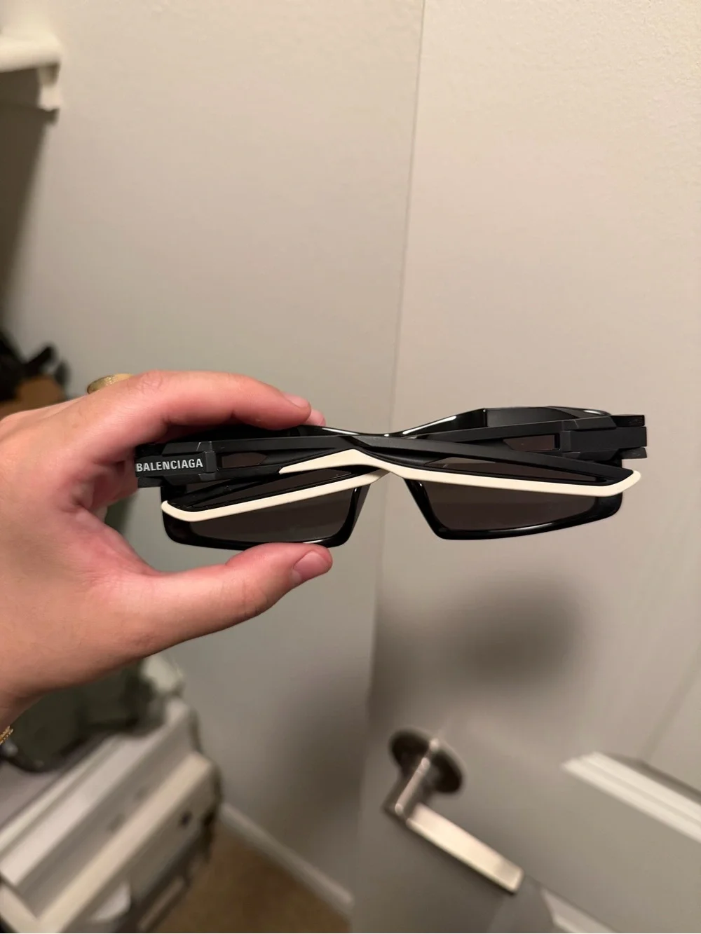 Balenciaga Black Rectangular Sunglasses